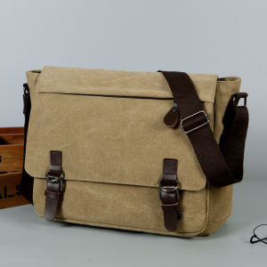 Mens Messenger Canvas Shoulder Sling Bag For Men  Satchel 14.5 inch Computer bag Casual Retro Bag