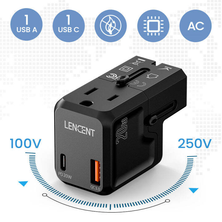 LENCENT 20W Fast Charger with QC 3.0 USB Port Type-C All-in-One Charger ...