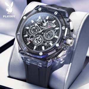 PLAYBOY Watch For Mens Original Waterproofing 2025 New Fashion Casual Watch Luminous Calendar Chronograph Silicone Mens Watches