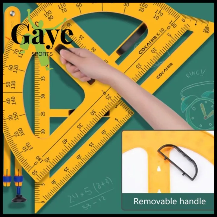 Multiscale Triangle Ruler GS Multifunction Triangular Ruler Math Geometry Large Angle Protractor ...