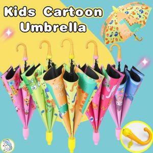 Kids Cartoon Umbrella Kindergarten Long Handle Waterproof Umbrella Boy Girl Cute Sunshade Umbrella