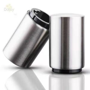 HTF.Portable Magnetic Automatic Bottle Opener Stainless Steel Push Down Wine Beer Openers