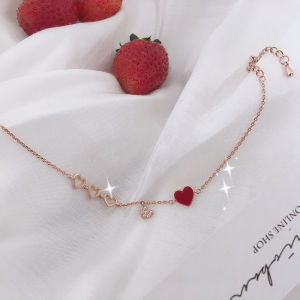 Essentials✨Gelang Liontin Wanita Bentuk Hati Korea Hadiah Gelang Sederhana Berlian yang Dapat Disesuaikan Penjualan Panas Mode