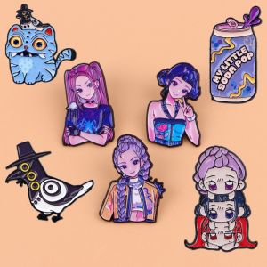 COMEINSTORE20E2 Soft Enamel Anime Brooch Cool Design Anime Characters Lapel Pins Kpop Fashion Kpop Girls Cosplay Badges Backpacks Decoration