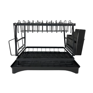 Space Saving Double Layer Dish Drainer With Removable Accessories Rustproof Construction for Countertop Storage
