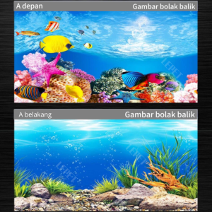LEPET STICKER BACKGROUND AQUARIUM 2 SISI/ 30CM/40CM/50CM/60CM TIMBAL BALIK /AQUASCAPE / STIKER AKUARIUM / SCOUTLITE