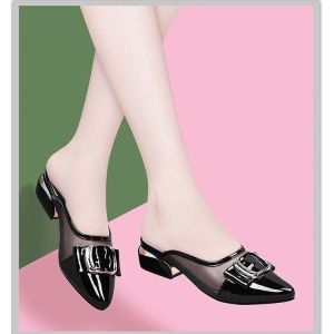 Rsevp parisian sandals for women womens sandals leather Gimi mid heel size 42 womens sandalsKorean Parisian Style High Formal Sandals With Heels For Womens Women Sale Sandals 1-2 Inches High Heels Sandals For Women㏇X0414