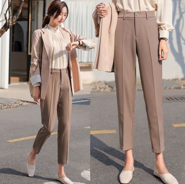 Trendy Women stylish Straight Cotton Sea Green Trousers Pants-hancorp34.com.vn