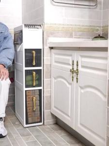 Toilet Cabinet Shelf Narrow Storage Cabinet Toilet Organizer  Acrylic Drawer-Type Installation-Free Locker Toilet Cabinet Shelf