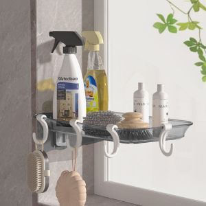 ANGFEW 3pcs Plastic Sink Faucet Storage Rack No Drilling Transparent Cloth Drain Rack Space-Saving Wall Mounted Sink Rag Rack For Home