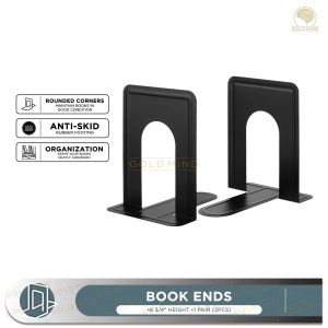 Heavy Duty Metal Bookends 1 Pair (2pcs) Bookend Book End Stand - Gold Mind Everyday Low Price