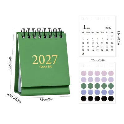 ONLYES Jan 2027 Through Jun 2028 Monthly Calendar English Calendar with Sticker Desk Flip Calendar Premium Foldable Desktop Calendar Business Planning