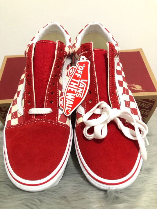 Old skool shop vans red checkerboard