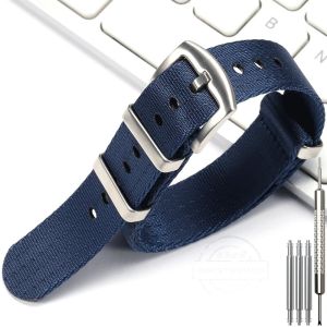Premium Nylon Watch Band 18mm 20mm 22mm 24mm Wristband Strap Stainless Steel Square Pin Buckle Soft Smooth Cloth Bracelet