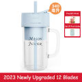 【2023 Upgraded 12 Blades!!!!】 ROYADULEX罗娅 Swiss Summer Fashion Mason Portable Juicer Cup Smoothie Juice Cup Crushed Ice Electric Wireless Portable Mixer With Straw Fruit Blender Office Traveling Outdoors Sport Water Cup升级12叶可榨冰. 