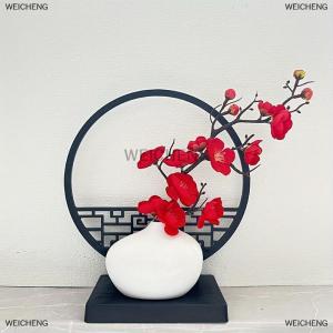 [COD] WEICHENG ชุดบอนไซลายดอกพลัมประดิษฐ์ที่ได้รับแรงบันดาลใจจากจีนหรูหราพร้อมฐานฉากกั้นเหมาะสำหรับตกแต่งบ้านและสำนักงานรวมถึงหม้อ