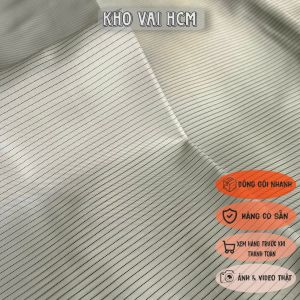 Vải Dầu AC Màu Trắng Xám Sọc Nhí Làm Lót Vest Khổ 1m1 - Mỏng Mềm Bóng Láng Không Giãn