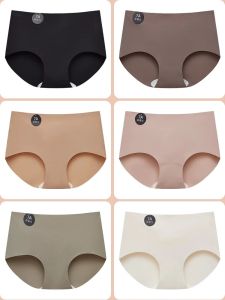 FINETOO 6 PCS 7A Womens Antibacterial Panty Comfortable Silk Brief Seamless Panties Mid Waist Underwear