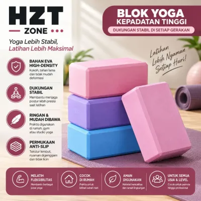 HZT Zone Yoga Block EVA Foam Premium High Density – Balok Yoga Pilates Fitness & Stretching