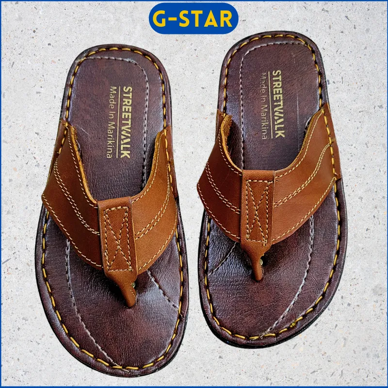 G-Star Footwear Toe-Clip Leather Sandals For Men Marikina Made Balat  Sandals on Sale Hand Made Hand Stitched Leather Slippers For Men House  Slippers - Main Image