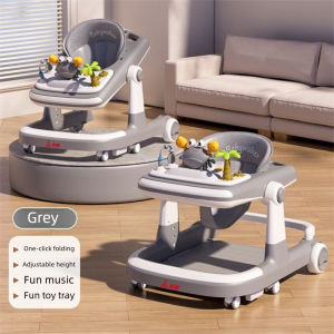Adjustable Music Learning Baby Walker with Safety Guardrail and Brake for 6-36 Months