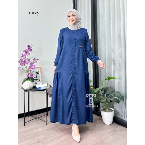 GAMIS NAURA ll Gamis Rayon Twill Polos Full Kancing Modern Lengan Panjang Gaya Korea - Tampilan Lebaran 2025
