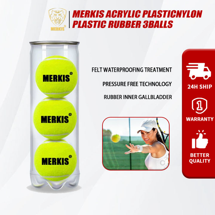 MERKIS 3 pcs ลูกเทนนิสคุณภาพสูงทนทานเด้งดีฝึกอบรม และลูกการแข่งขัน ...