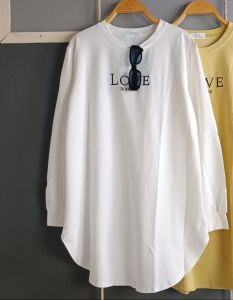 Tunik Wanita Lengan Panjang Love Tunic Bahan Kaos Katun Combed Apk Sablon Baju Atasan Jumbo Simple
