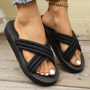 [Free Shipping] WomenS High-Heeled Flip-Flops For Summer Fashionable Outdoor Wear Thick-Soled Sandals 2026 New Beach Wedge Style