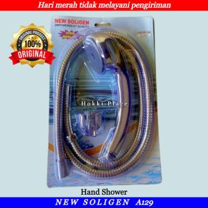 Hand Shower SOLIGEN A129 PVC ABS Plastik Putih Chrome