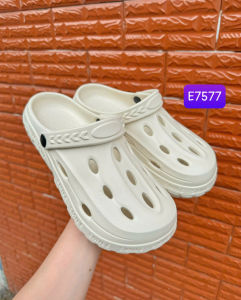 [Xịn] E7577 Dép Cross Nam EVA siêu nhẹ mẫu trơn lỗ thoáng khí cao 3cm đế chống trượt thời trang dễ mang