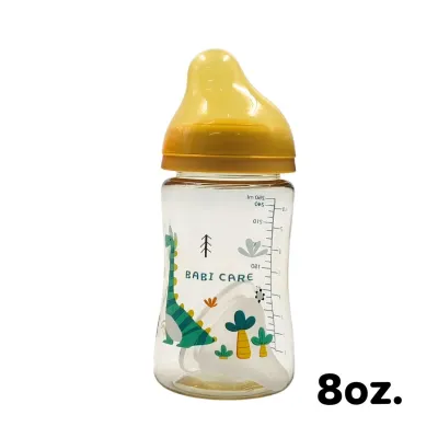 ((1ขวด))Babi Care ขวดนมเบบี้แคร์ Tritan ((สีชา)) มาพร้อมจุกนมเอียง ไม่ดูดไม่ไหล คอว้าง 4oz./8oz.