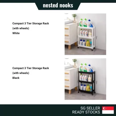 Slim Trolley with Wheels Kitchen Bathroom Storage Rack Narrow Gap Movable Trolley Rack Shelf Multi Purpose Toilet