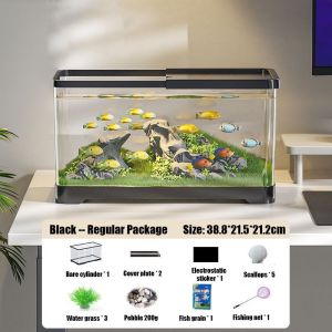 SG Fish Tank Ecological Tank Aquarium Built in Filter/Pump Desktop Ornament home decor For Home Office