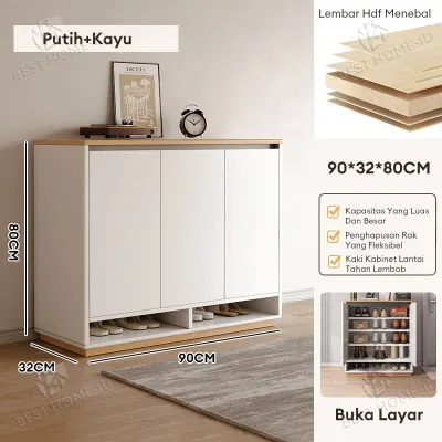 Rak Sepatu Multifungsi Kapasitas Besar dengan Desain Modern - Kayu Board Berkualitas