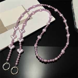 GOLDMINES Long Long Crossbody Phone Chain Sweet Crossbody Mobile Phone Chain Kawaii Beads Cellphone Lanyard Phone Accessories