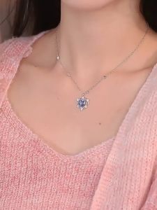 Rantai Leher Ocean Star Heart Zircon Necklace Elegant Silver Heart Pendant Necklace Minimalist Luxury