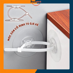 Móc Khoá Cố Định Tủ Hamart Dán Tường Chống Đổ Giá Kệ Nội Thất An Toàn Cho Bé Kèm Đai Rút Lạt Nhựa