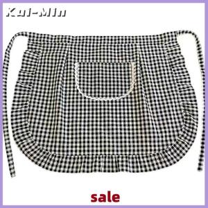 Kui-Min ผ้ากันเปื้อนทรงสี่เหลี่ยมผ้ากันเปื้อนครึ่งเอววัสดุผ้าฝ้ายกันคราบระบายอากาศได้ดีเสื้อผ้าทำงานทำอาหารที่บ้านอุปกรณ์ในครัว