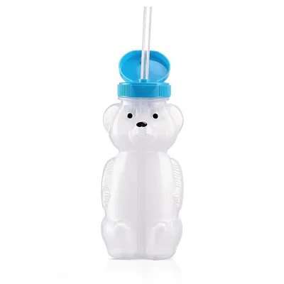 230ML Reusable Baby Straw Cup Bear Milk Juice Bottle Kids Cartoon Party Cups with Lid and Straw Party Supplies