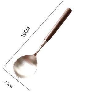 SEA JJT ช้อนสแตนเลสสตีลทรงคลาสสิกด้ามไม้สำหรับอาหารตะวันตกและอาหารประจำบ้าน