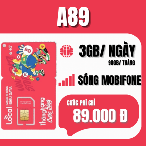 Sim 4G Local A89 Miễn Phí 3GB/ngày miễn phí tháng đầu sóng MobiFone Sẵn tháng Đầu Không Cần Nạp Tiền | FREESHIP - CHƯA KÍCH HOẠT
