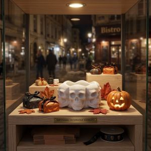 Halloween skull-shaped electronic candle ornament a unique piece of art 3D Wholesale of printed skull decorations