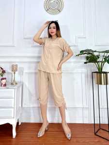 COD Setelan Celana 7/8 Crinkle Airflow Premium Lengan Pendek Serut Full Kancing Busui Devino Style