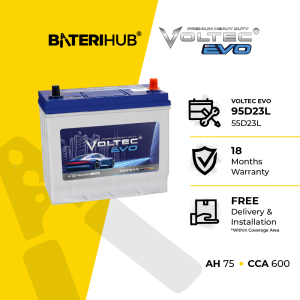 [ FREE INSTALLATION ] Bateri Kereta 95D23L | Voltec EVO | Car Battery | Proton Exora Preve Inspira Toyota Innova Camry Alphard Estima Harrier Vellfire Wish Mazda CX5 CX3 CX9 MX5 Tribute Subaru Forester Nissan Teana X-TRAIL | 55D23L D23 | D23L BateriHub