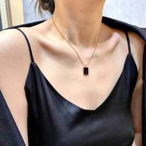 KALUNG PERHIASAN TITANIUM BIJILADA KOTAK HITAM PERHIASAN ANTI KARAT & luntur