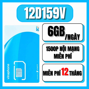 Sim 5G Vinaphone 12D159V Data 6GB/ngày tốc độ cao Miễn phí nội ngoại mạng Sử dụng liên tục 12 tháng KHÔNG PHẢI NẠP TIỀN . FREESHIP - CHƯA KÍCH HOẠT