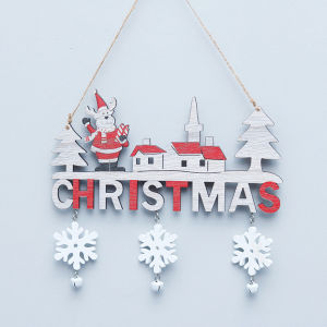 Wooden Christmas Door Hanging Oranments Merry Christmas Decor Happy New Year Restaurant Wall Pendants