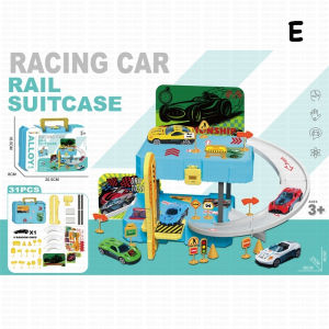 #ReadyStock 31pcs kids racing Car toys Construction Military FireTruck Vehicle Track Rail suitcase Playset Toy