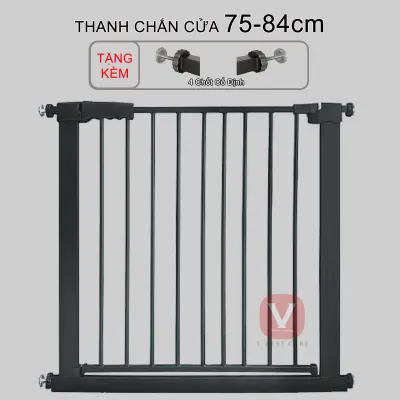 Thanh Chắn Cầu Thang Hành Lang Màu Đen Chắn Cửa Bảo Vệ Bé Không Khoan Đục V-BABY